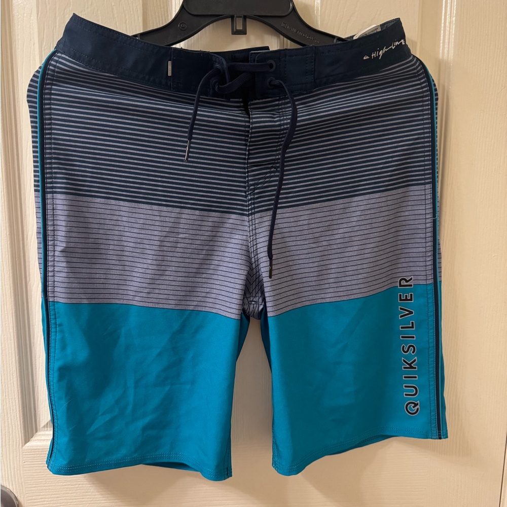 Quiksilver Blue Board Shorts with Modern Color-Blocking